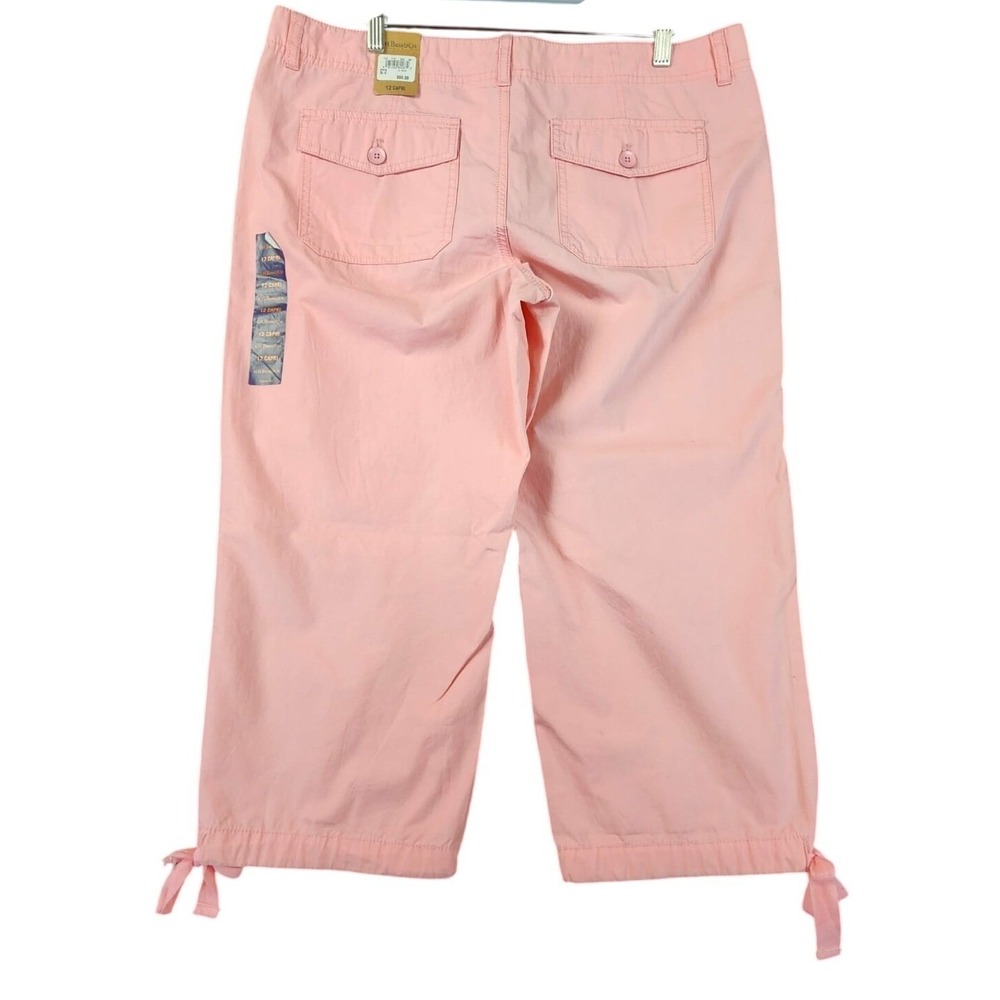 G.H. Bass & Co Capri Peony Pink Womens Size 12 Cotton Tie Hem Casual Crop Pants